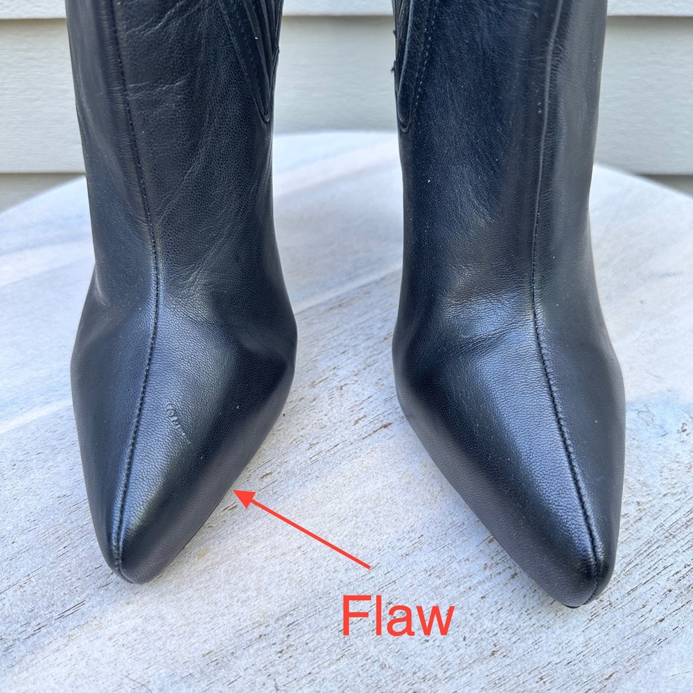 Jeffrey Campbell Black Leather Pointed Toe Cone Heel Ankle Boots Womens 8 - Picture 5 of 15